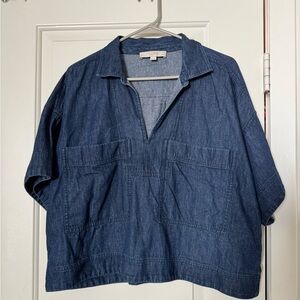 LOFT Blue Denim Pullover Shirt Jacket Size XLP